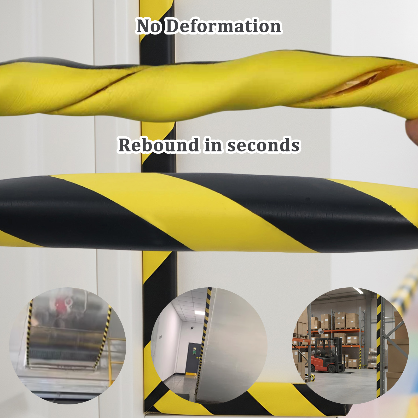 Flame Retardant NBR Rubber Corner Guard 196.9in/5m, Heavy Duty Yellow & Black Edge Protector for Warehouse, Garage & Industrial Safety Protection