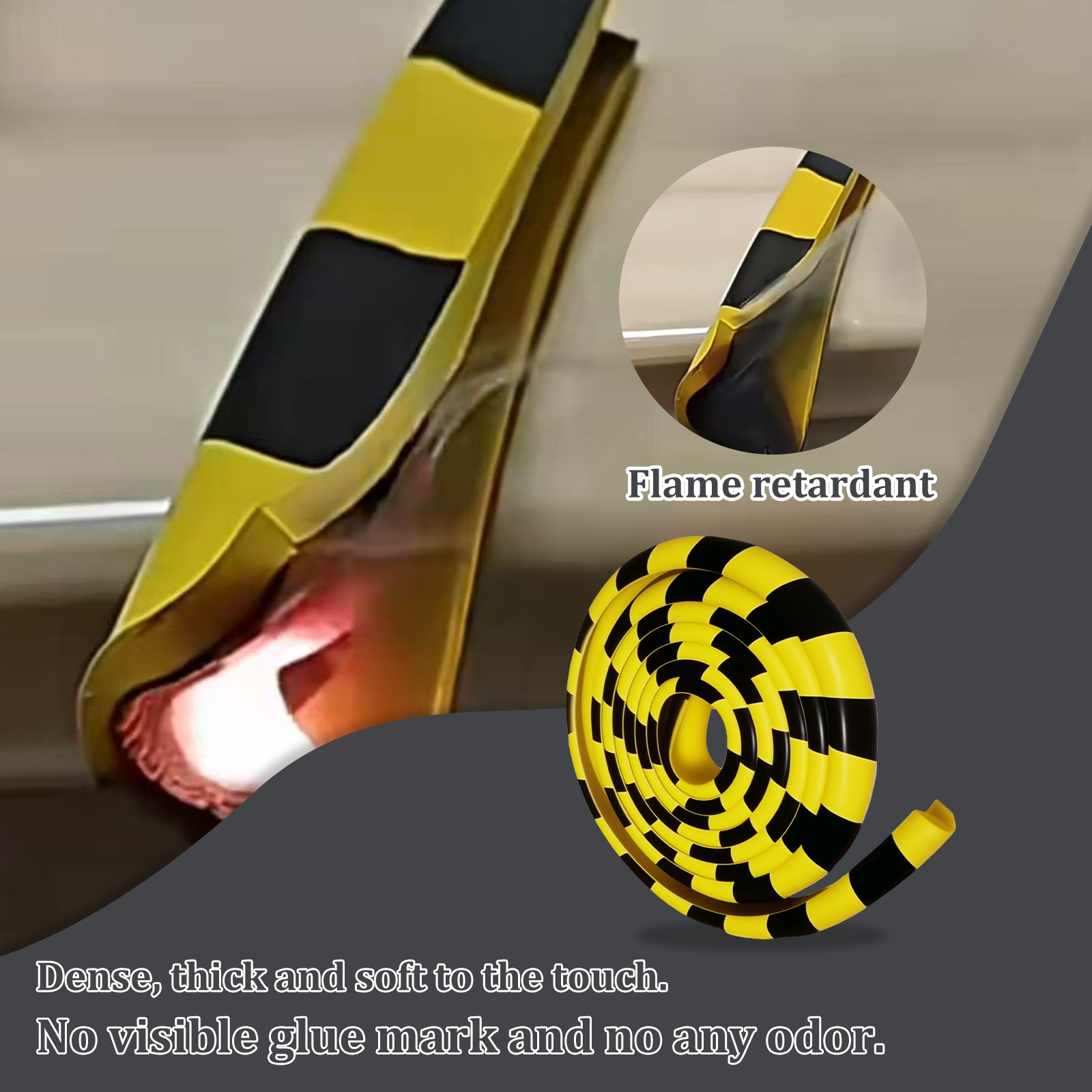 High-Visibility Foam Corner Guard, 196.9in/5m Heavy Duty Edge Protector for Garage Door Frame, Basement Beams, Horse Trailers, Anti-Collision Safety Bumper with Self-Adhesive Tape (Black/Yellow)